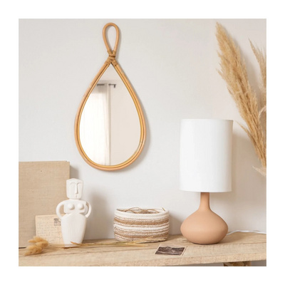 Modern design mirrors contemporary room decor unique style rattan teardrop water drop mirror