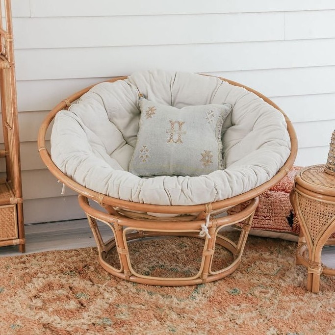 Best selling natural wicker papasan chair with cushion patio garden rattan moon chairs made in Vietnam