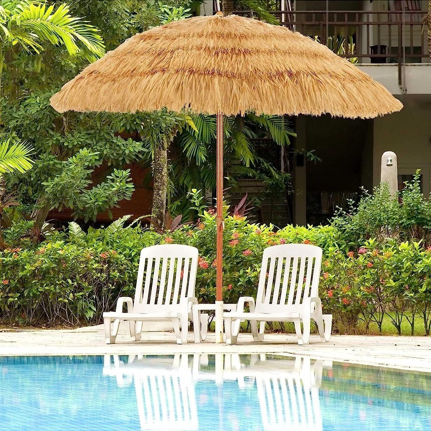 Sun shade beach out door canopy tropical palm leaf garden bamboo umbrellas round thatch umbrella parasol