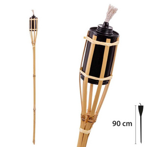 Custom mini size bamboo tiki torch wholesale oil canisters outdoor flame lighting for garden