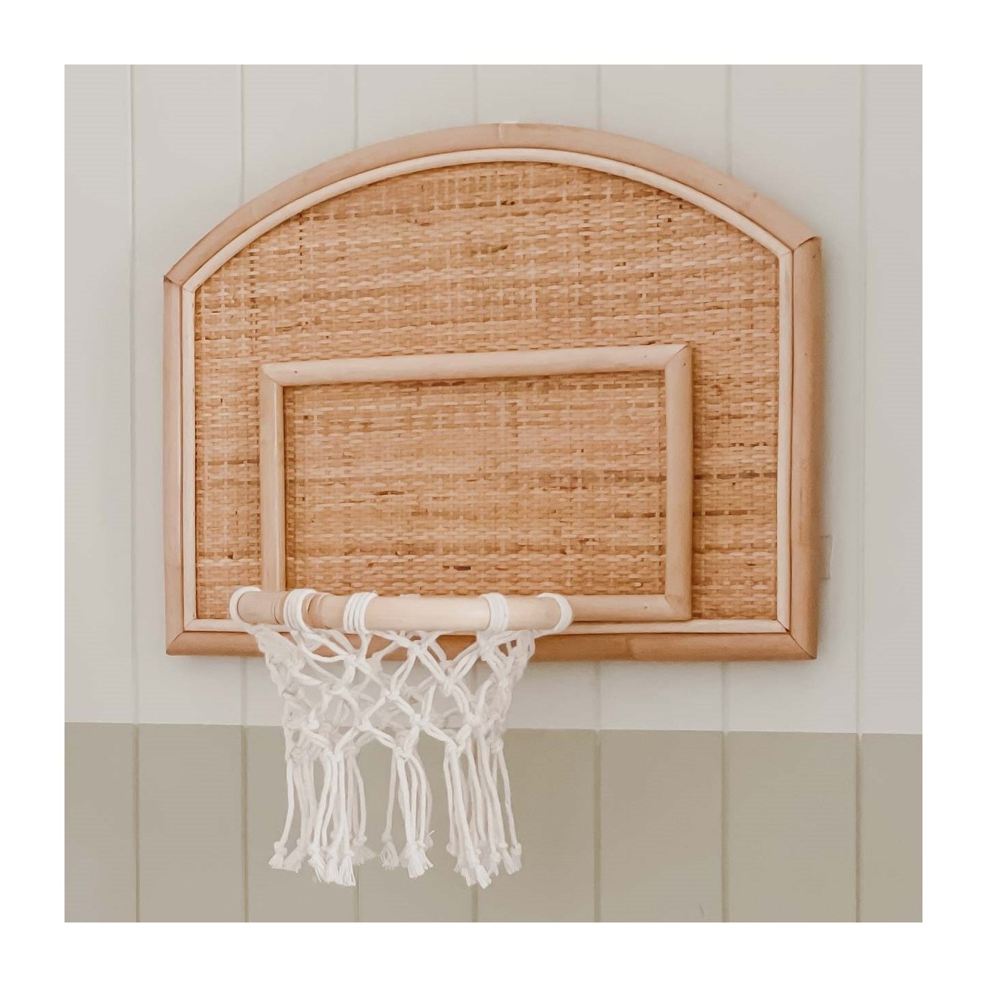 Basket ball hoop natural material handcrafted mini rattan basketball hoops best indoor toys for kids