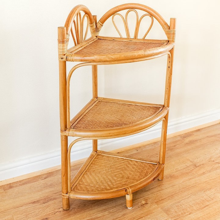 Top seller rattan corner shelves sustainable handmade modern kitchen storage 3 tier shelf customizable OEM accepted