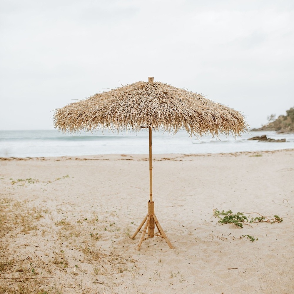 Beach canopy sun shade bamboo thatch big umbrella portable thatched natural palm leaf parasol umbrellas