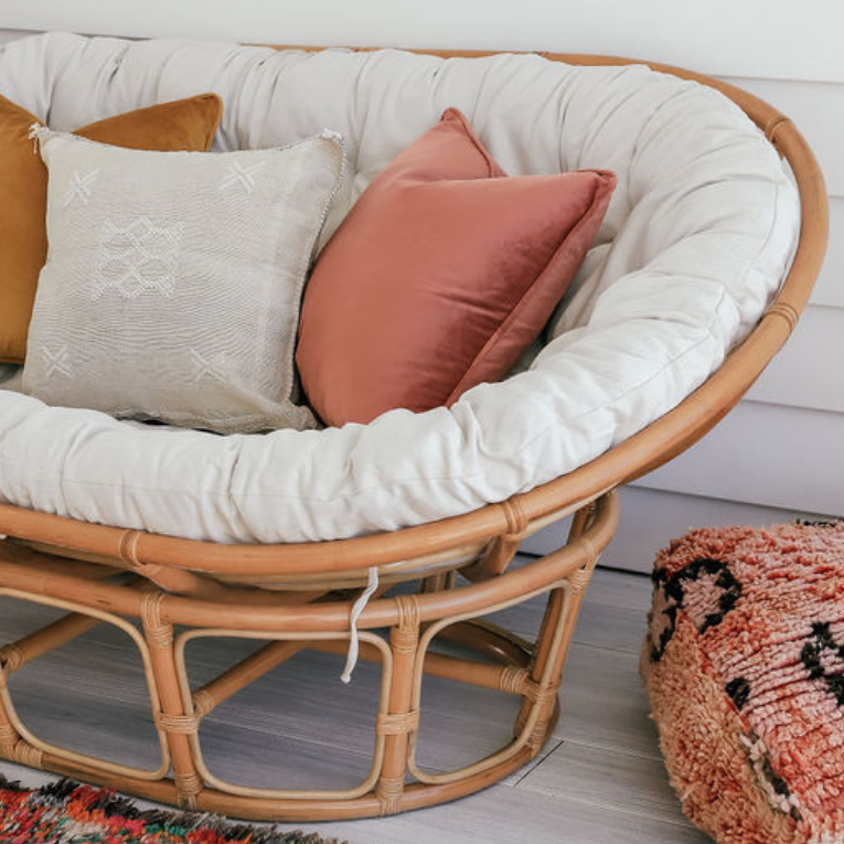 Best selling natural wicker papasan chair with cushion patio garden rattan moon chairs made in Vietnam