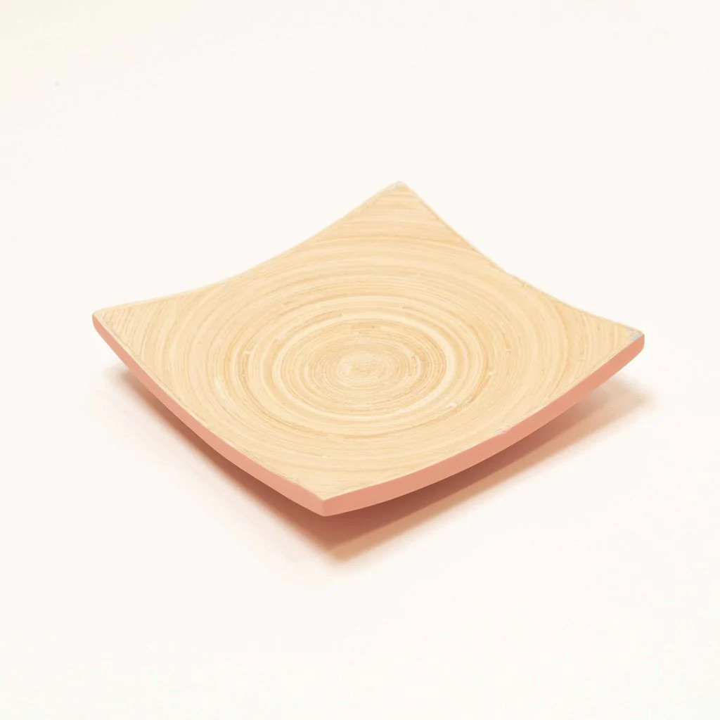 Home restaurant dinnerware tableware cheap coiled bamboo plate spun bamboo plates customized brand accepted