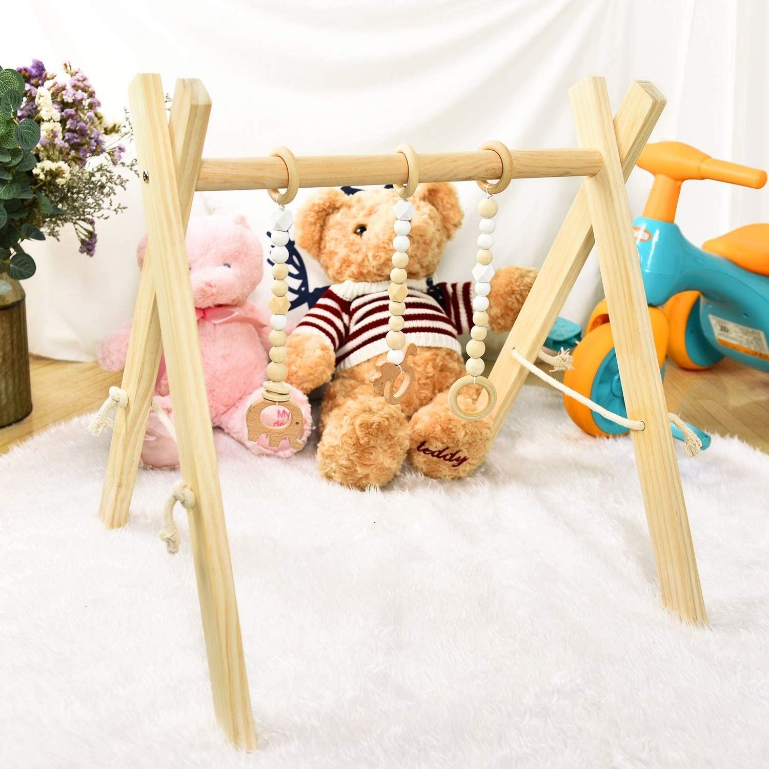 Wholesale wooden baby activity gym toys 100% natural wood safe and durable for babies ready to export