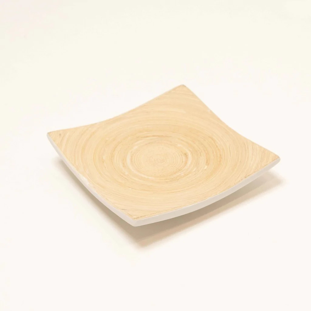 Home restaurant dinnerware tableware cheap coiled bamboo plate spun bamboo plates customized brand accepted