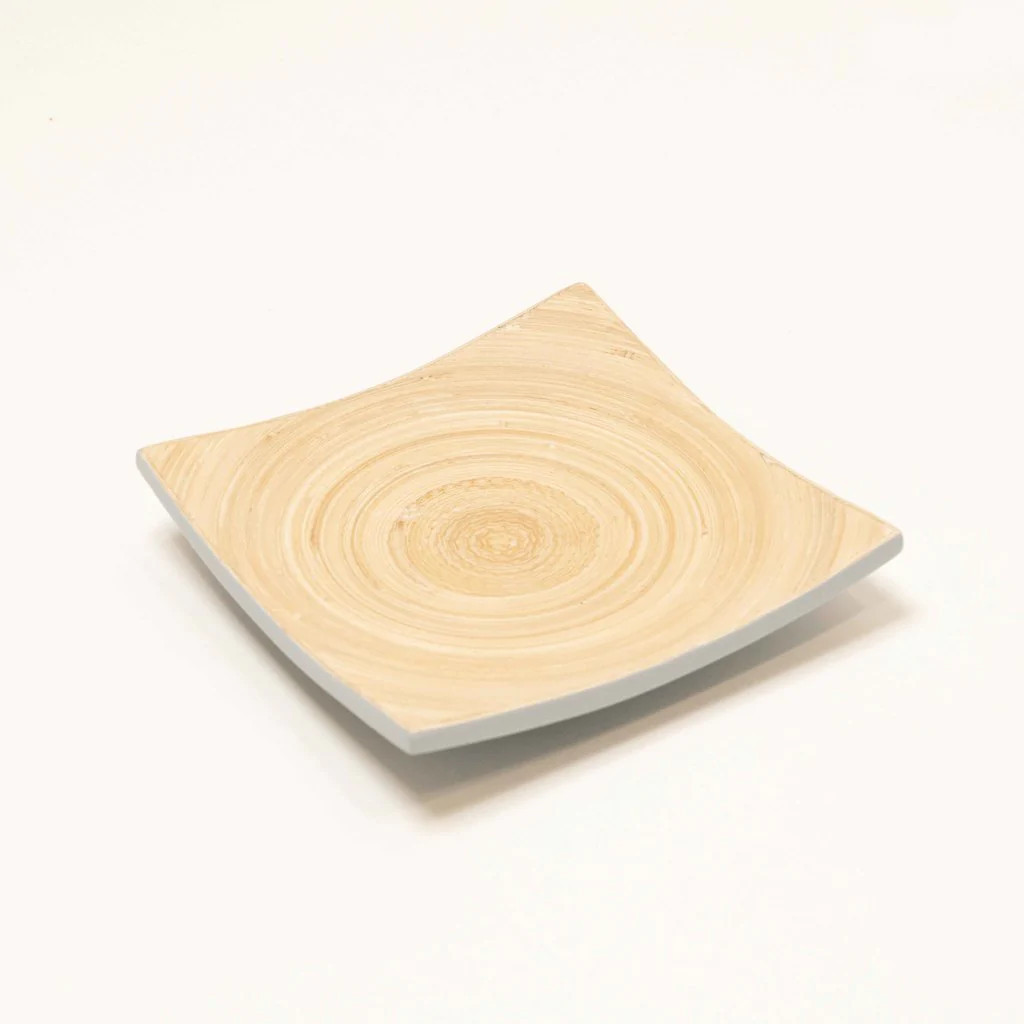 Home restaurant dinnerware tableware cheap coiled bamboo plate spun bamboo plates customized brand accepted