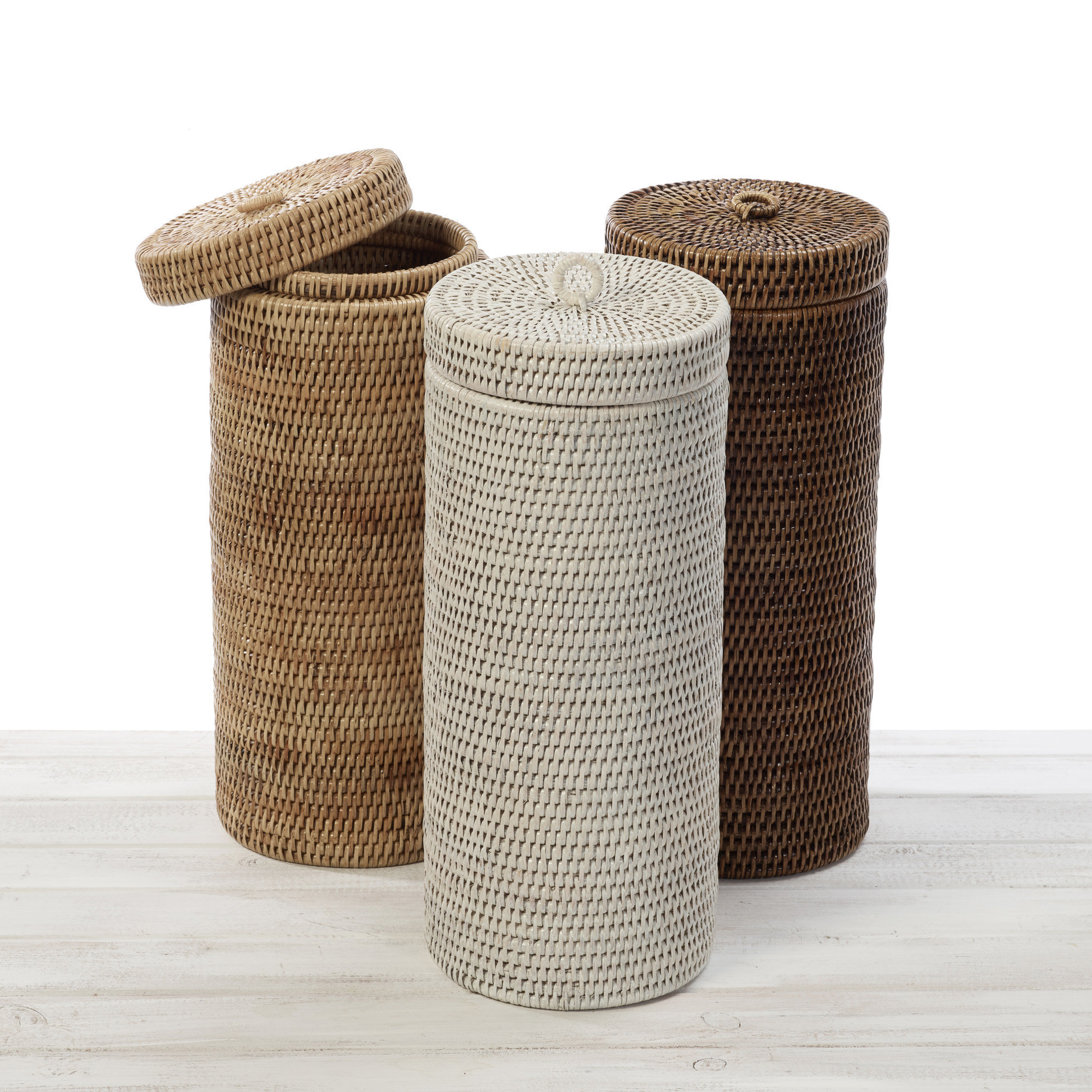 Standing rattan holder storage basket for bathroom towel toilet paper holder good price restroom tissue holders with lid