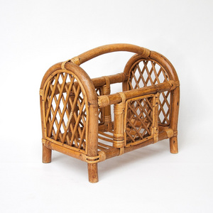 Vintage rattan magazine rack holder office storage organizer desktop files holders cheapest price for sale