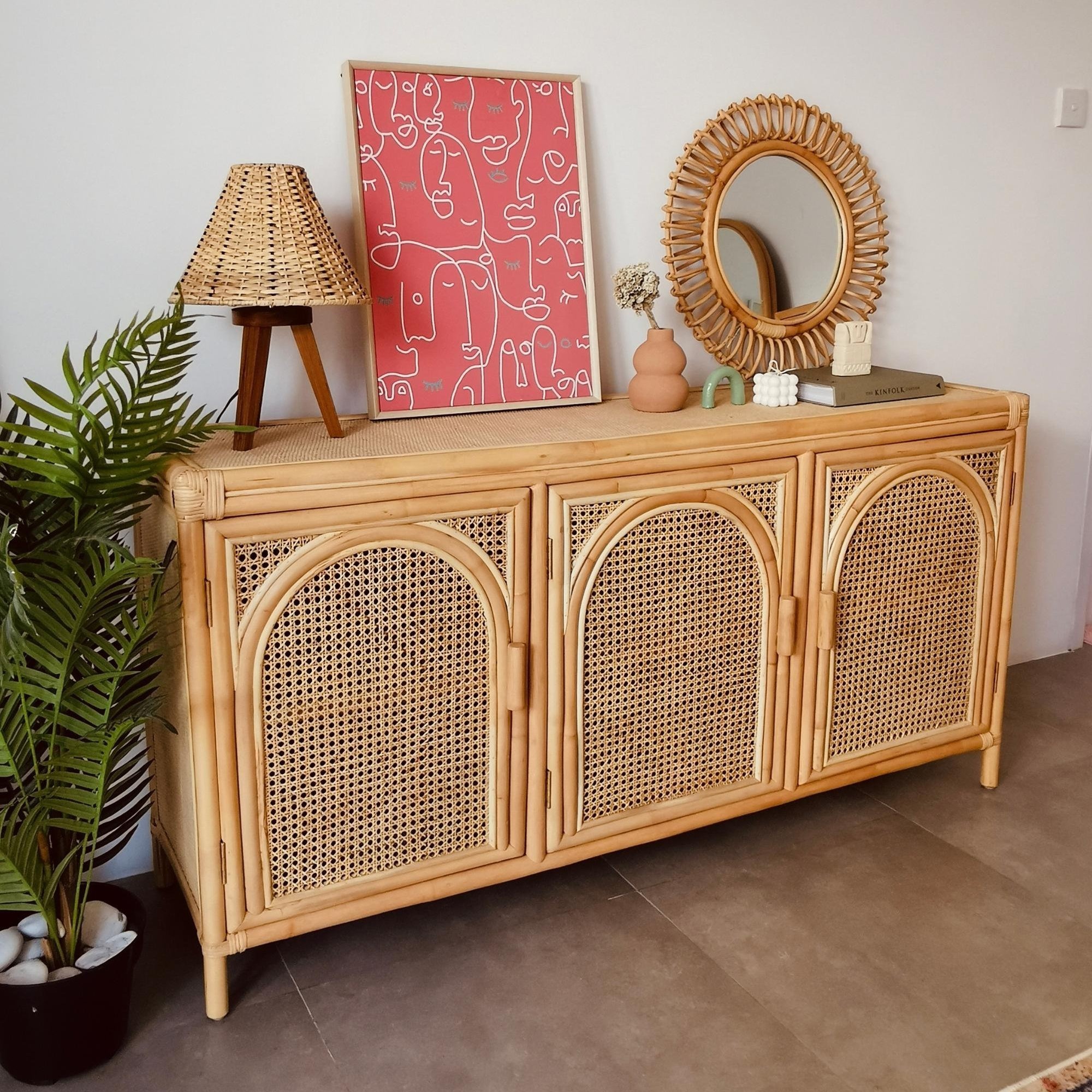 House furniture essentials nordic rattan locker cabinets handcrafted wicker sideboard cabinet with locks and straps