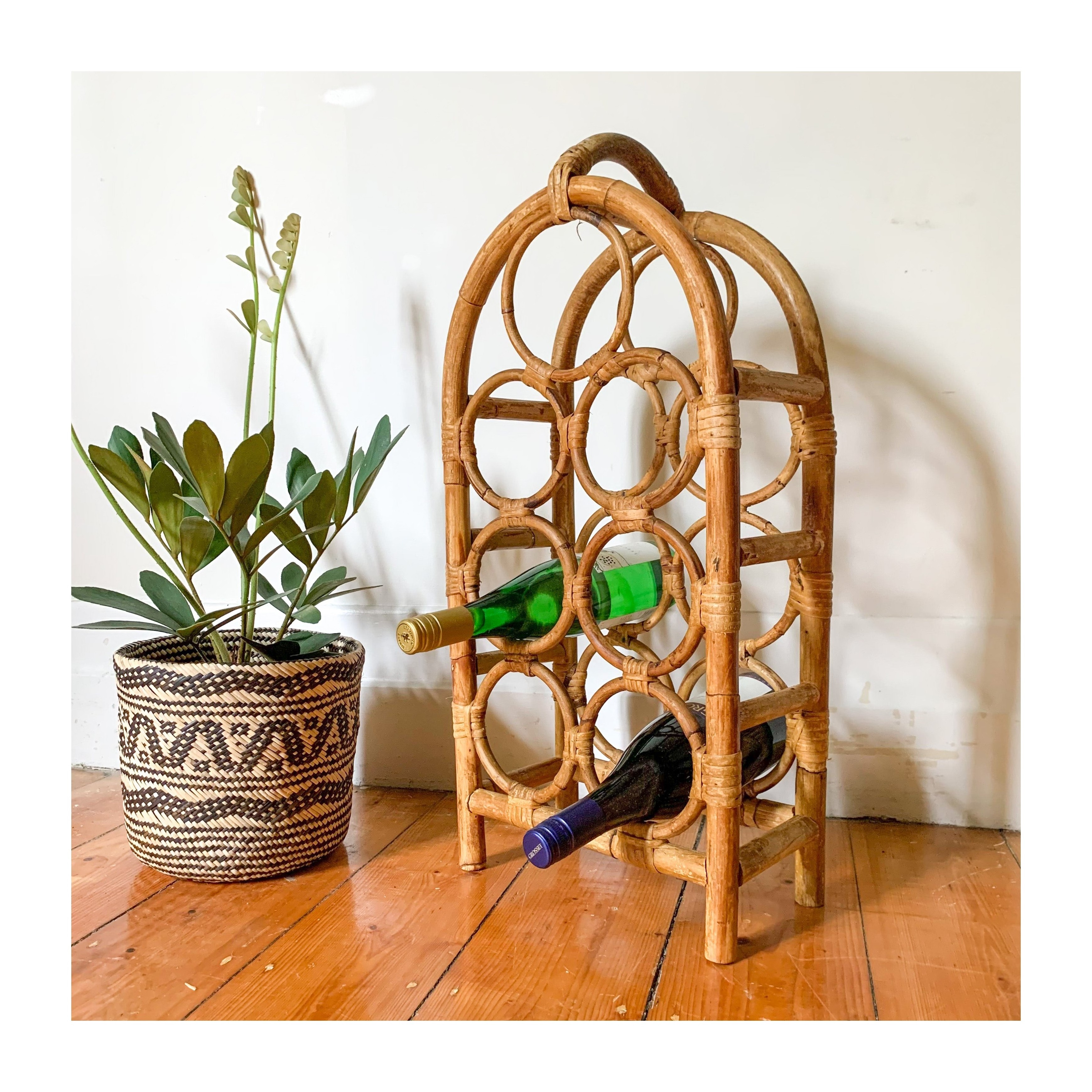 Countertop rattan wine bottle rack arched bar liquor spirit champagne bottles holder shelf display cabinet