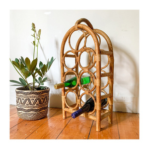 Countertop rattan wine bottle rack arched bar liquor spirit champagne bottles holder shelf display cabinet