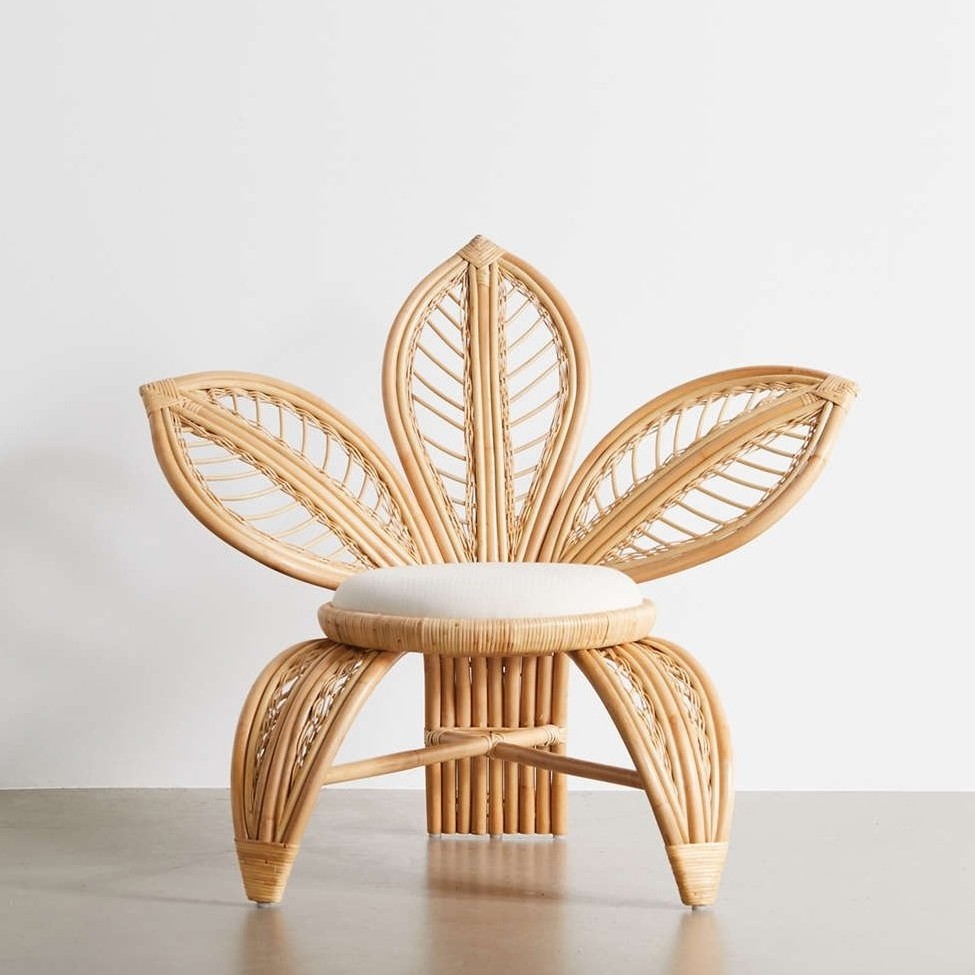 Natural flower shaped unique nordic style rattan chairs for kids and adults cheapest price ready to export