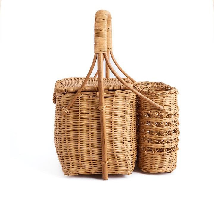 Wholesale picnic basket cheap small camping hamper baskets with bottle holder customized logo available