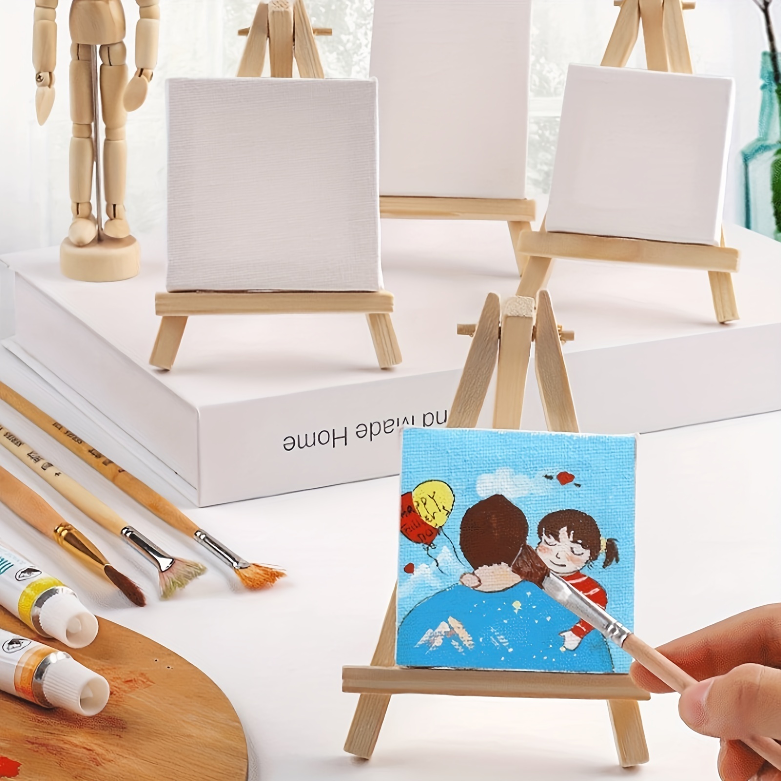 Small size wooden art easel wholesale customizable table desktop wedding photo display stand