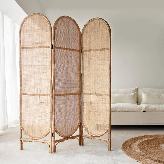 Movable rattan room dividers for living room biodegradable wood divider panels made in Vietnam