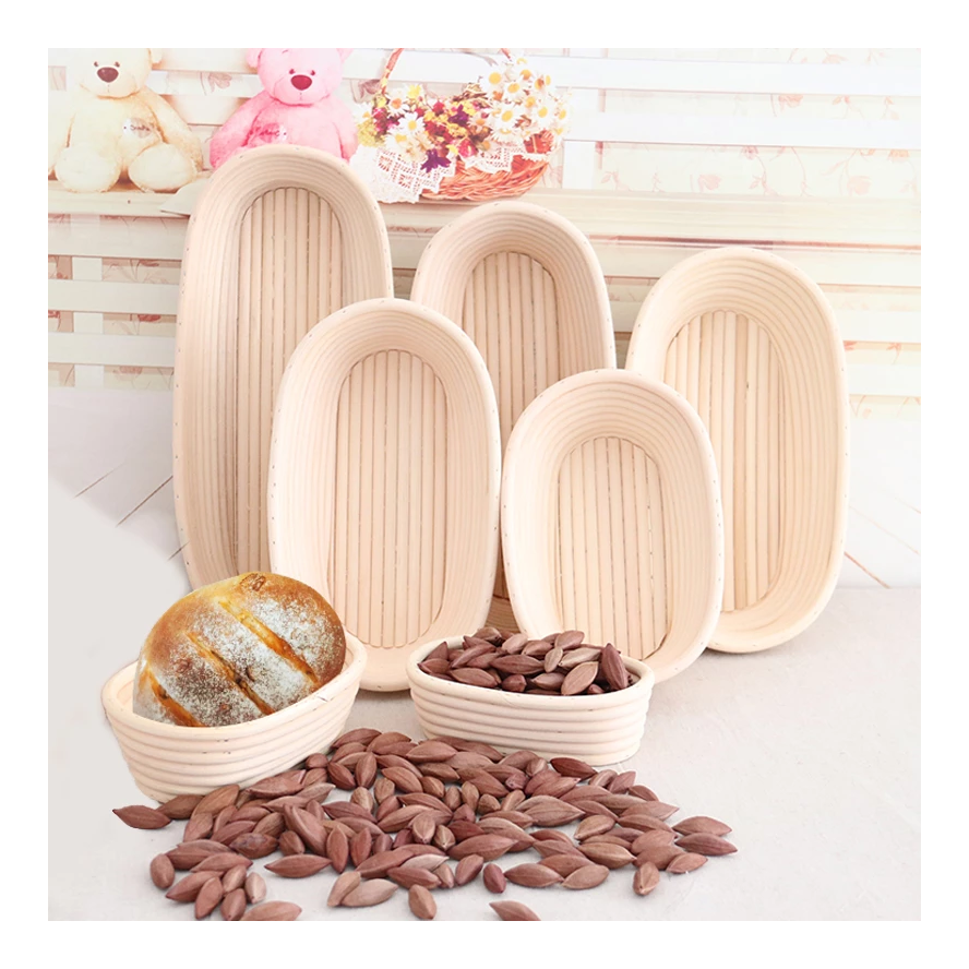 Rattan bread banneton basket proofing baskets bakery sourdough making set with fabric liner cloths