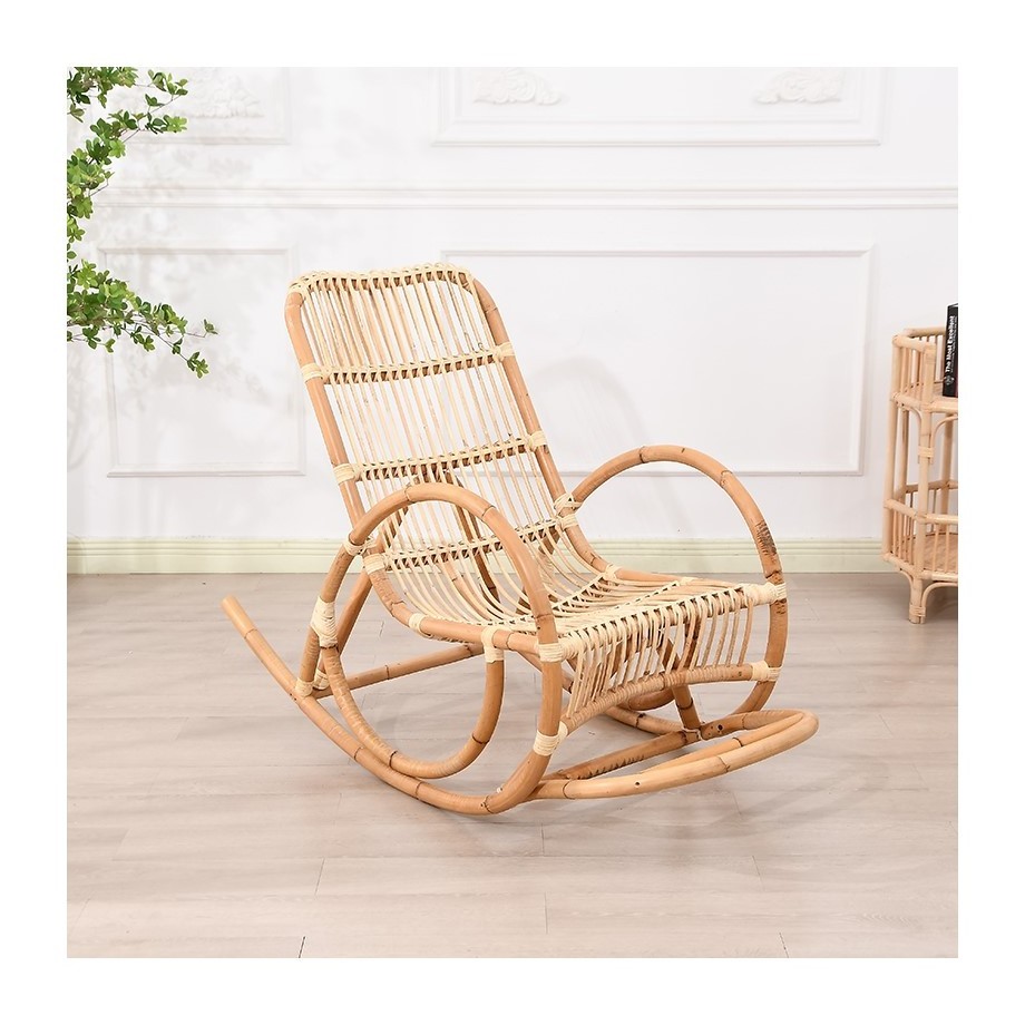 Backyard patio furniture handmade outdoor garden natural rattan wooden rocker chairs rocking chair for elderly