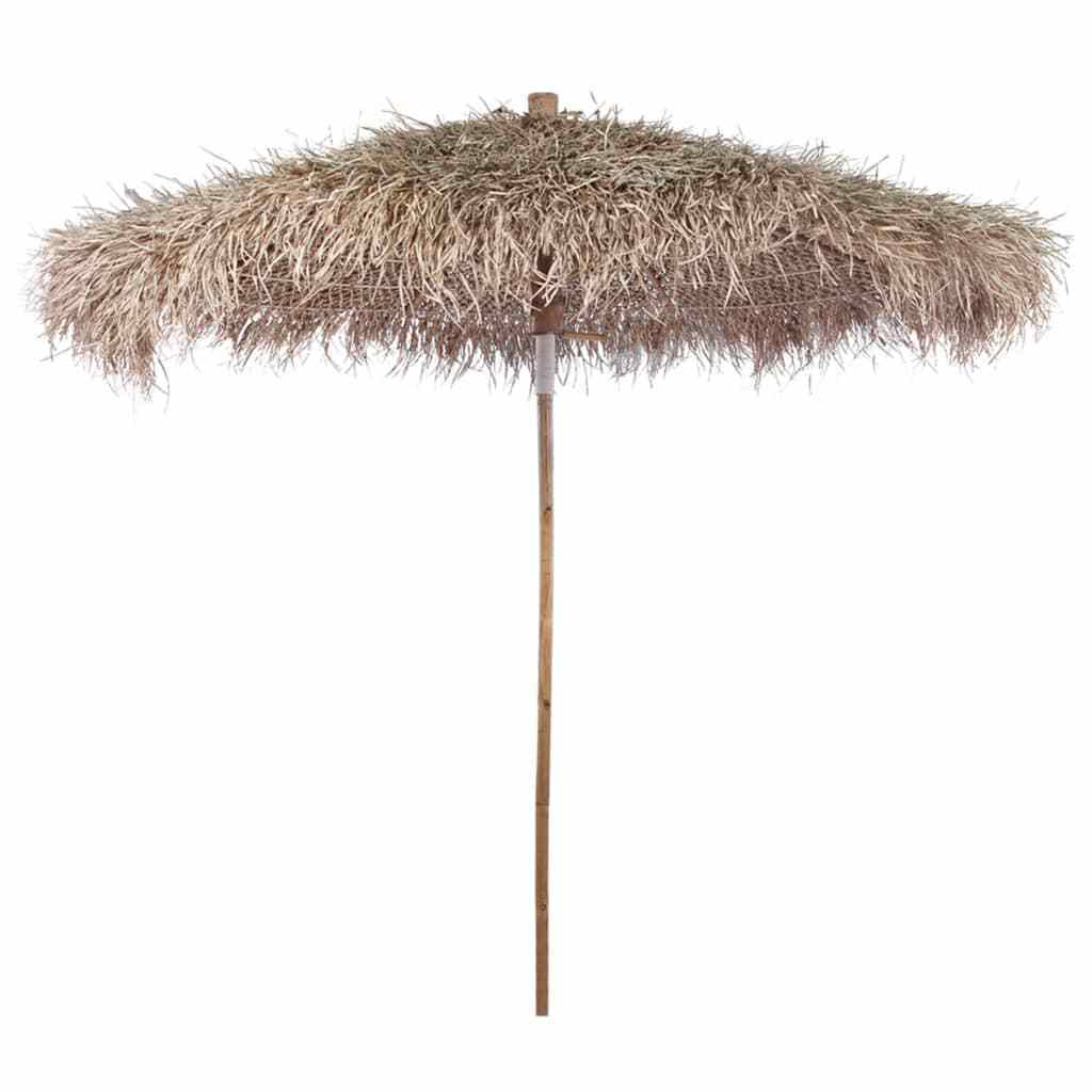 Foldable canopy bamboo thatch natural palm raffia straw umbrella wholesale beach sun parasols from Vietnam