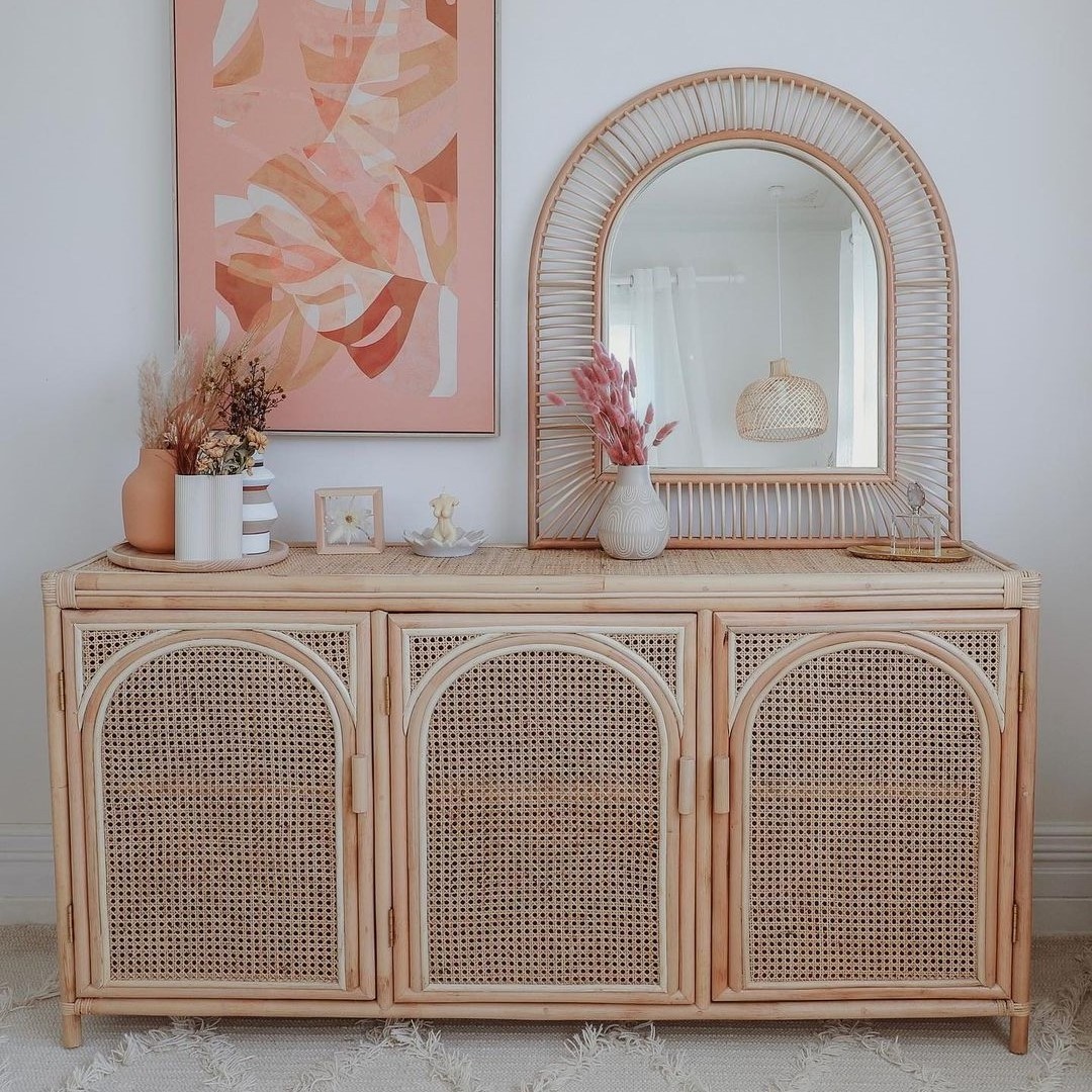 House furniture essentials nordic rattan locker cabinets handcrafted wicker sideboard cabinet with locks and straps