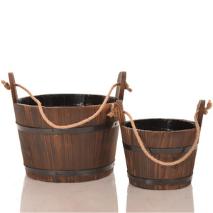 Customized wood sauna bucket for bathroom durable wooden foot bath buckets from manufacturer in Vietnam