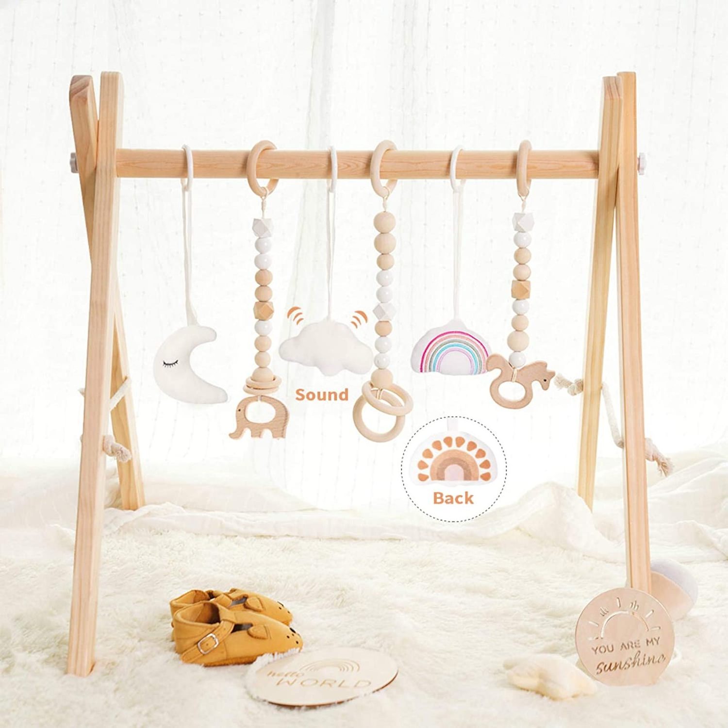 Wholesale wooden baby activity gym toys 100% natural wood safe and durable for babies ready to export