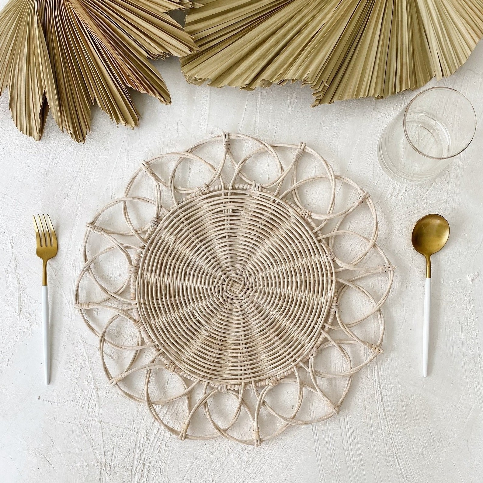 Beautiful eco friendly rattan flower petal placemat all sizes charger plate genuinely made in Vietnam