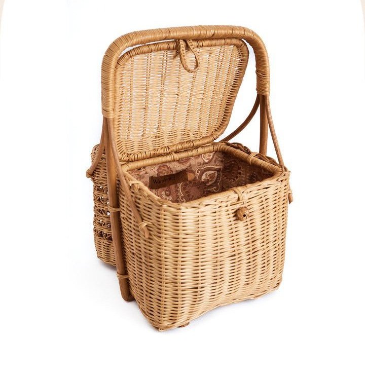 Wholesale picnic basket cheap small camping hamper baskets with bottle holder customized logo available