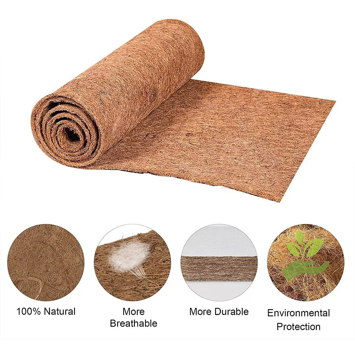 Compostable sustainable coconut fiber mat rolls wholesale coco natural coir sheets bio matting roll