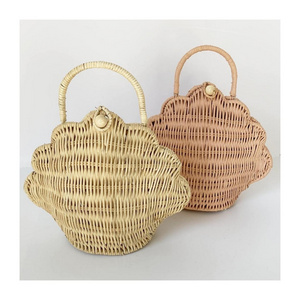 Wholesale rattan kid bags small mini purse for baby kids natural toy baskets woven wicker handbags