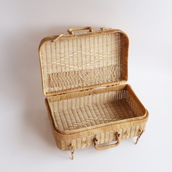 Luxury travel bag natural rattan suitcase bags white wicker carry on luggage handmade cheap willow traveling suitcases