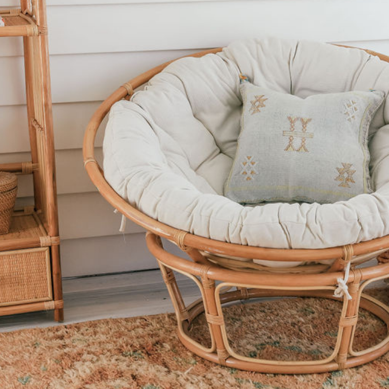 Best selling natural wicker papasan chair with cushion patio garden rattan moon chairs made in Vietnam