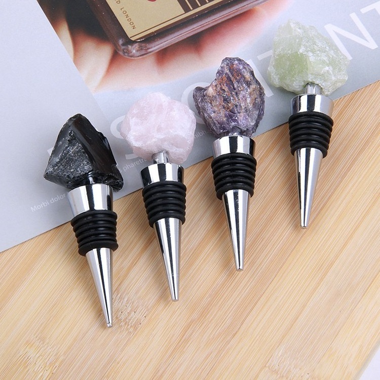 Hot sale crystal stone wine bottle stopper Customized bar accessories whiskey vacuum wine stoppers