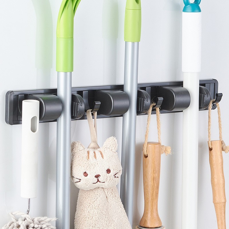 Sturdy Broom Holder Mop Hanger Wall Mount Metal Organization Garage Storage System Garden Kitchen Tool Organizer