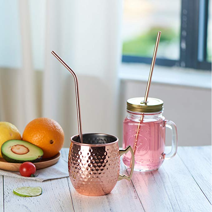 Wholesale Rose Gold  Reusable Metal Straw Eco Friendly Drinking straw