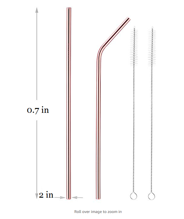 Wholesale Rose Gold  Reusable Metal Straw Eco Friendly Drinking straw