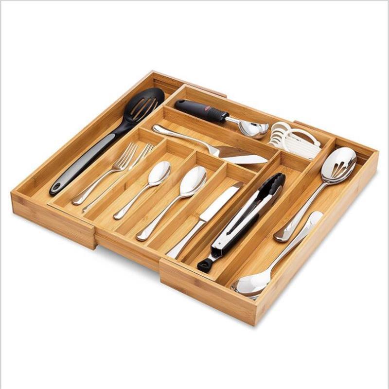 Extra Deep Kitchen Drawer Organizer Silverware Organizer 100% Pure Bamboo kitchen utensils bamboo Kitchen Organizer