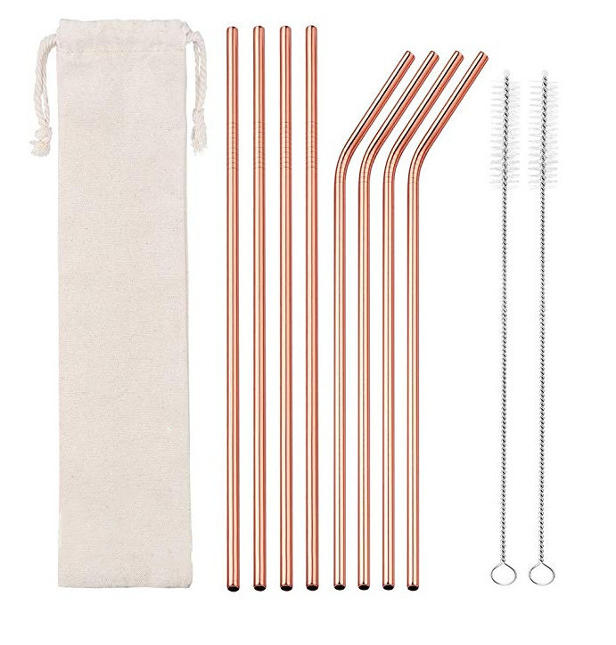 Wholesale Rose Gold  Reusable Metal Straw Eco Friendly Drinking straw