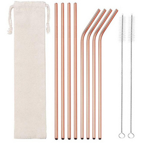 Wholesale Rose Gold  Reusable Metal Straw Eco Friendly Drinking straw