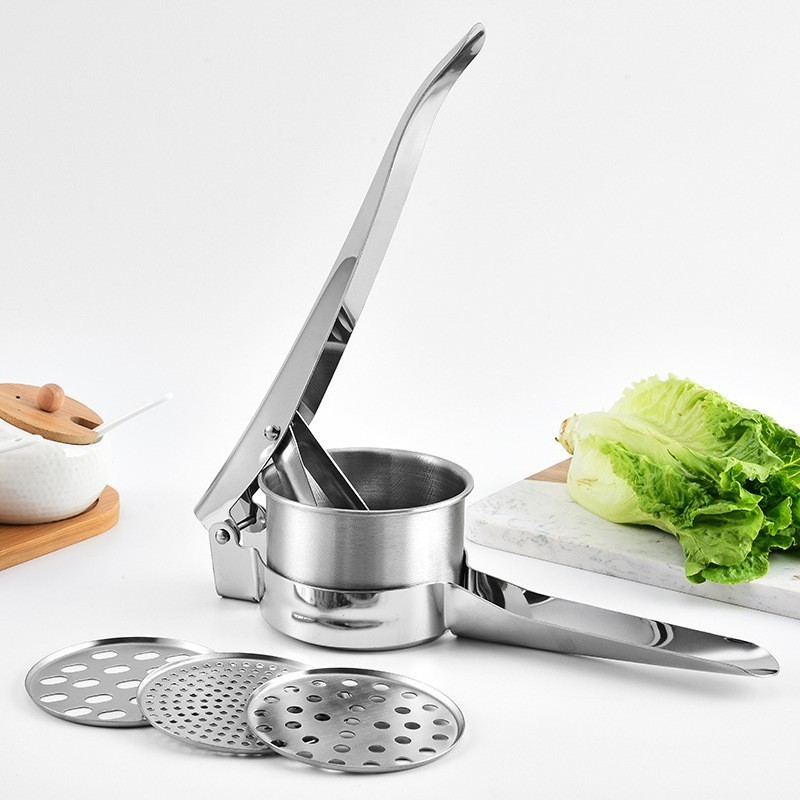 Manual Potato Masher and Ricer With Interchangeable Discs Multifunctional Vegetable Fruit Squeezer Press Machine