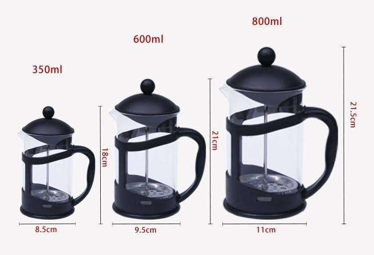 Hot Sale 350/600/800/1000ml Glass Tea Coffee Plunger Travel High Quality French Press