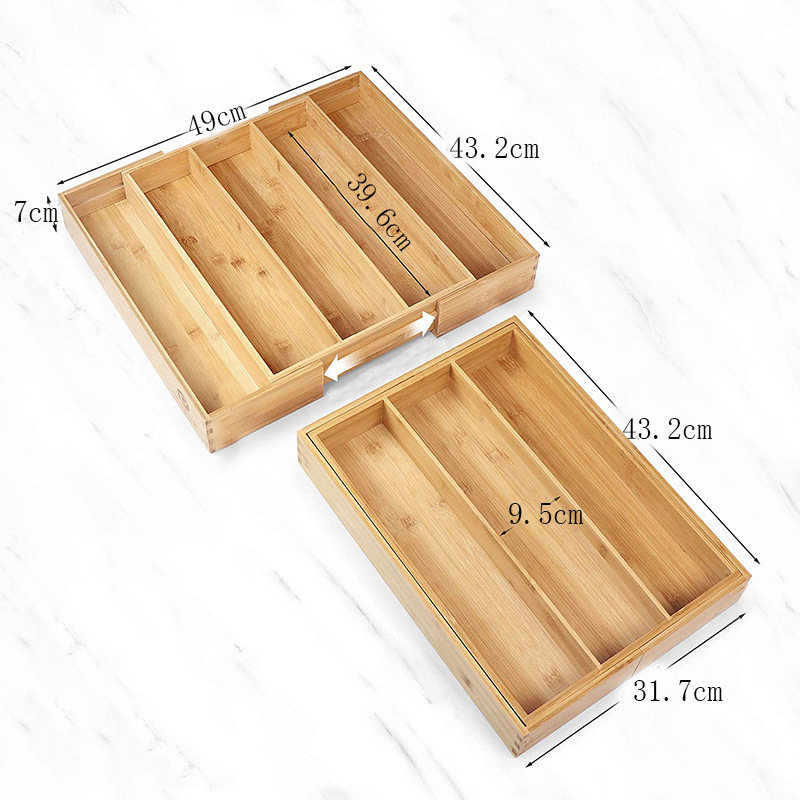 Extra Deep Kitchen Drawer Organizer Silverware Organizer 100% Pure Bamboo kitchen utensils bamboo Kitchen Organizer