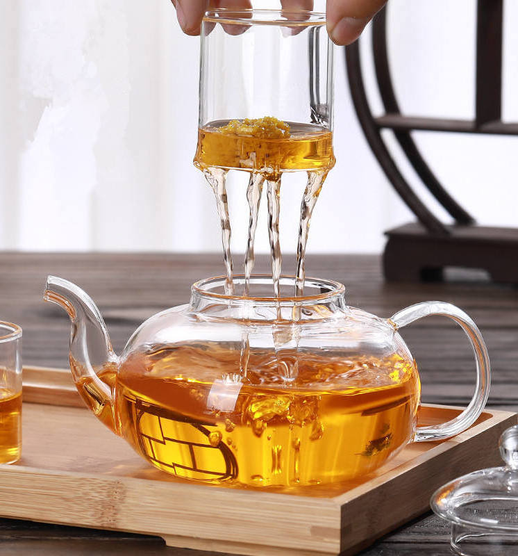 Wholesale Glass Pitcher Heat Resistant Glass Tea Pot With Stranger Pot Glass Tea Pot With Infuser