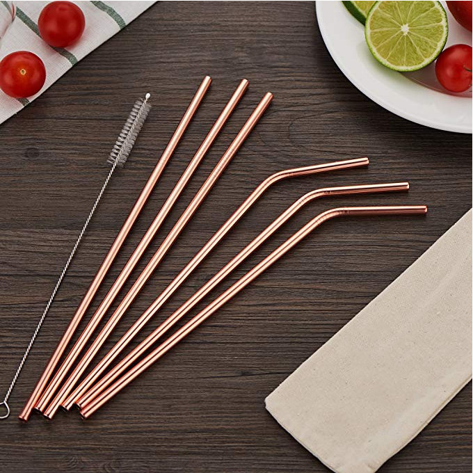 Wholesale Rose Gold  Reusable Metal Straw Eco Friendly Drinking straw