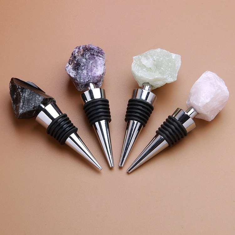 Hot sale crystal stone wine bottle stopper Customized bar accessories whiskey vacuum wine stoppers