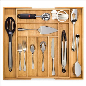 Extra Deep Kitchen Drawer Organizer Silverware Organizer 100% Pure Bamboo kitchen utensils bamboo Kitchen Organizer