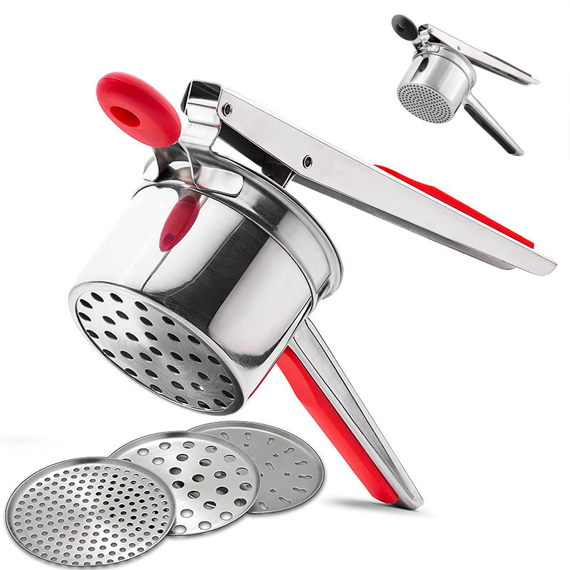 Popular Stainless Steel Manual Fruit Vegetable Potato Ricer Masher With 3 Interchangeable Discs