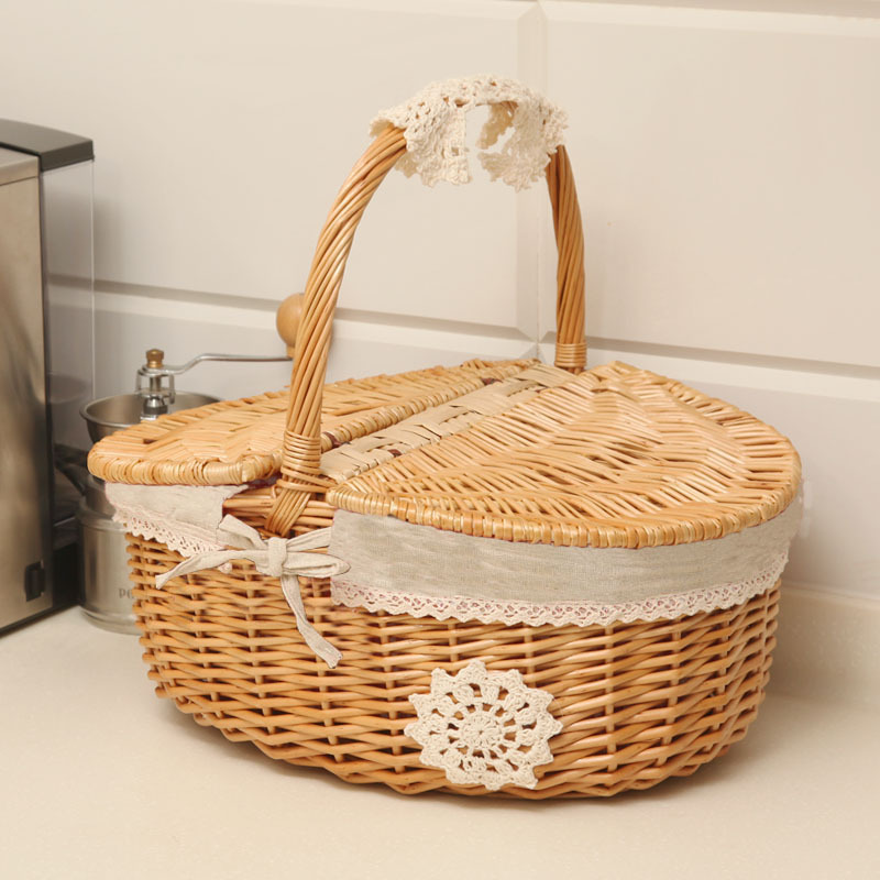 Hand made outdoors picnic wholesale cheap bamboo storage basket