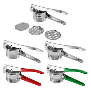 Manual Potato Masher and Ricer With Interchangeable Discs Multifunctional Vegetable Fruit Squeezer Press Machine